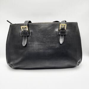Vintage Y2K Mila Paoli Black Leather Multi-compartment Shoulder Bag Career